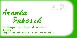 aranka papcsik business card